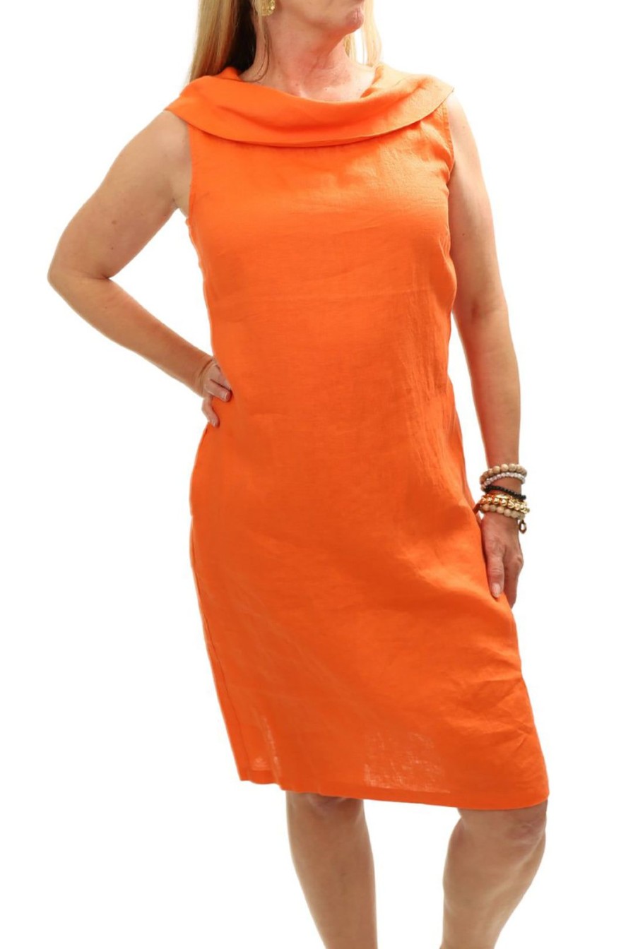 All Clothing See Saw | Cowl Neck Linen Dress | Sunset | Ss5 Orange