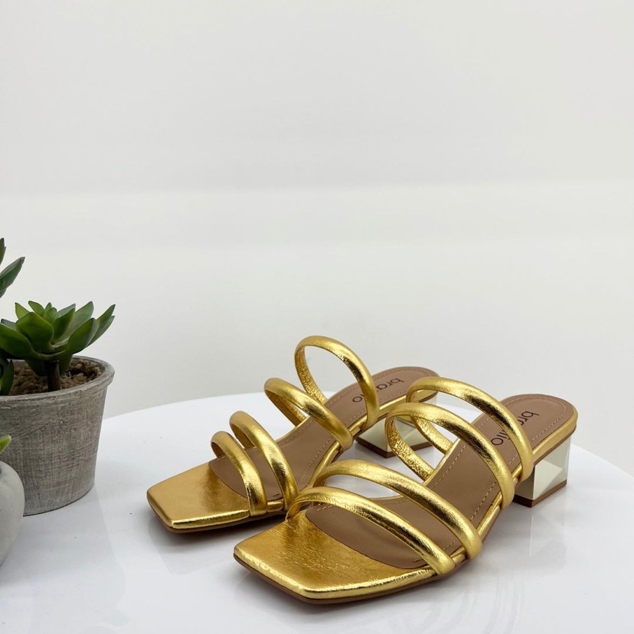 Shoes Brazilio | Double Strap Heel | Bz7 Gold