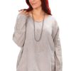 All Clothing Cindy G | V Neck Long Sleeve Top | Mushroom | Cg11