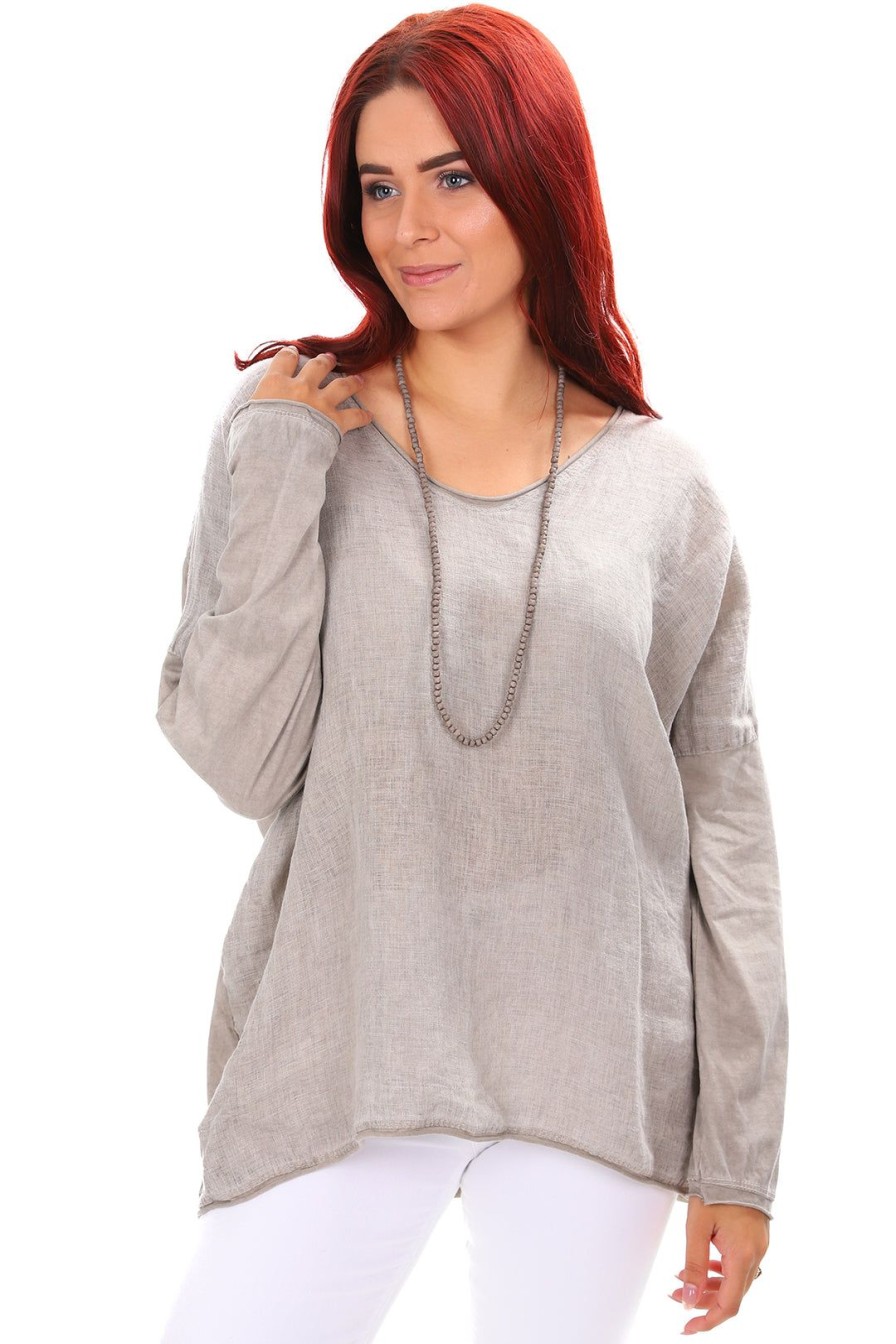 All Clothing Cindy G | V Neck Long Sleeve Top | Mushroom | Cg11