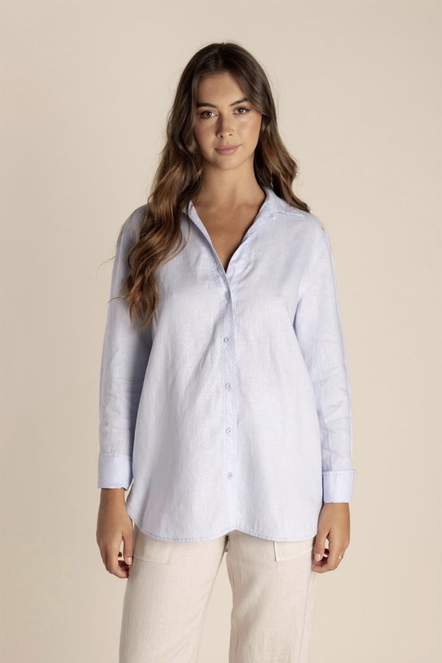 All Clothing Two-T's | Taryn Linen Shirt | Ice Blue | Tt21