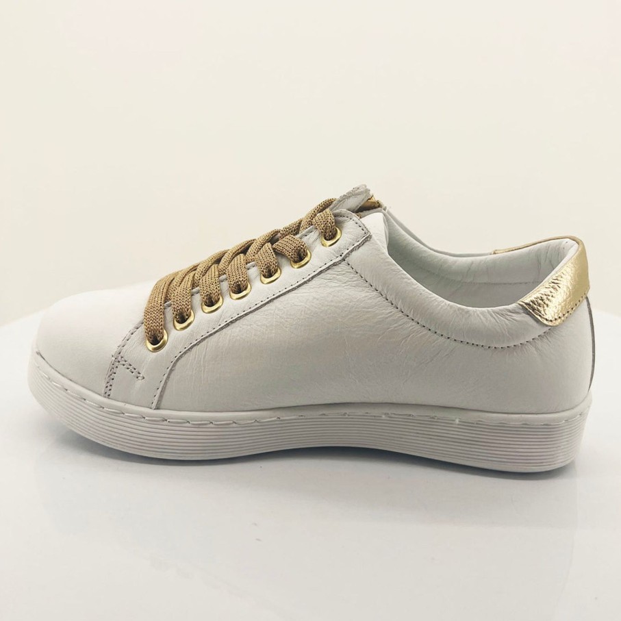 Shoes Rilassare | Token Duo Sneaker | White & Gold | Rs1