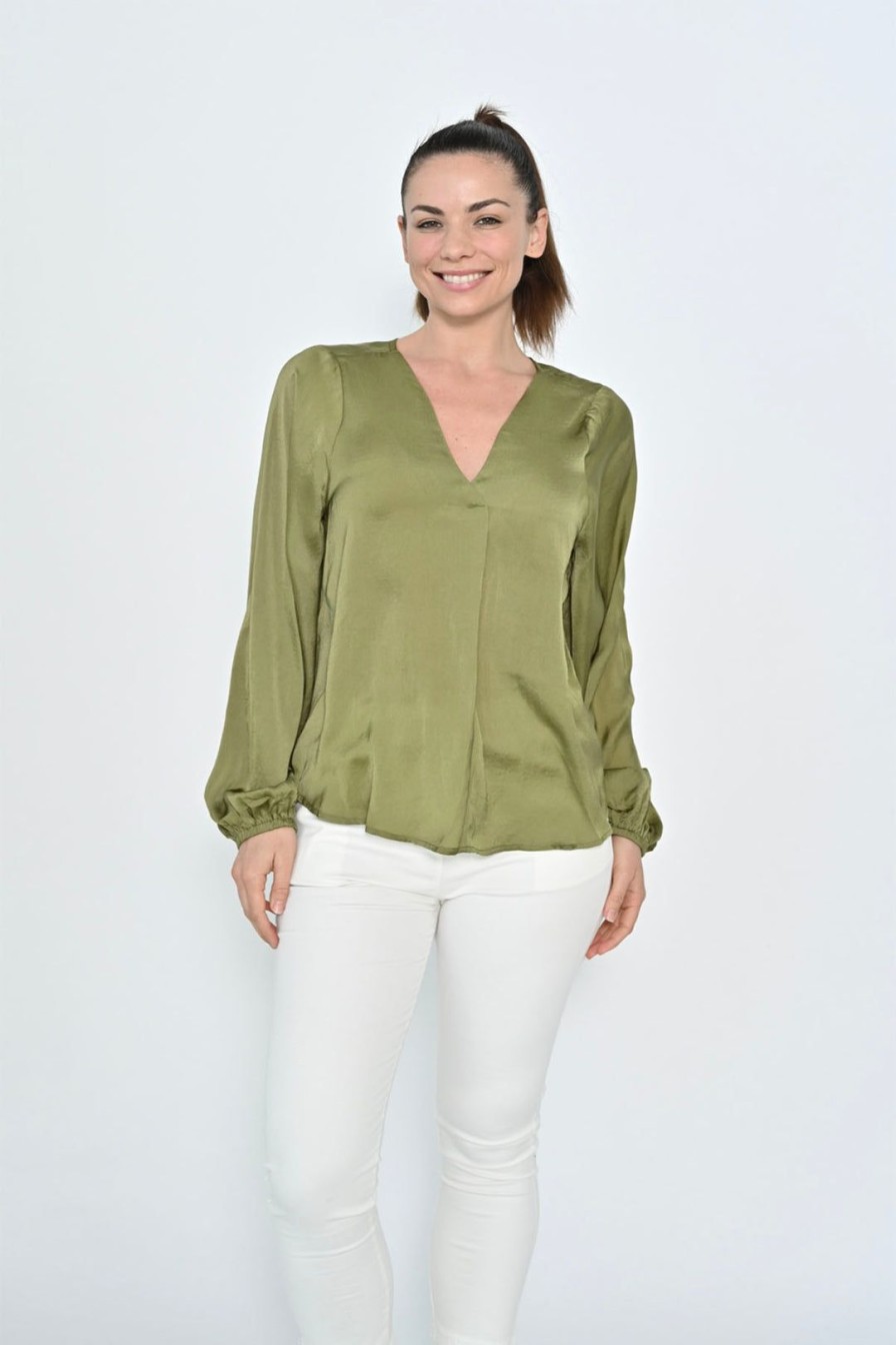 All Clothing Cali & Co | Sandra V Neck Top | | Cc1 Khaki