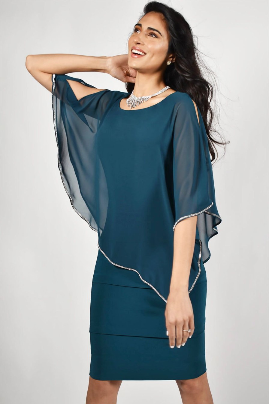 All Clothing Frank Lyman | Jewelled Cape Dress | Green | Fl96