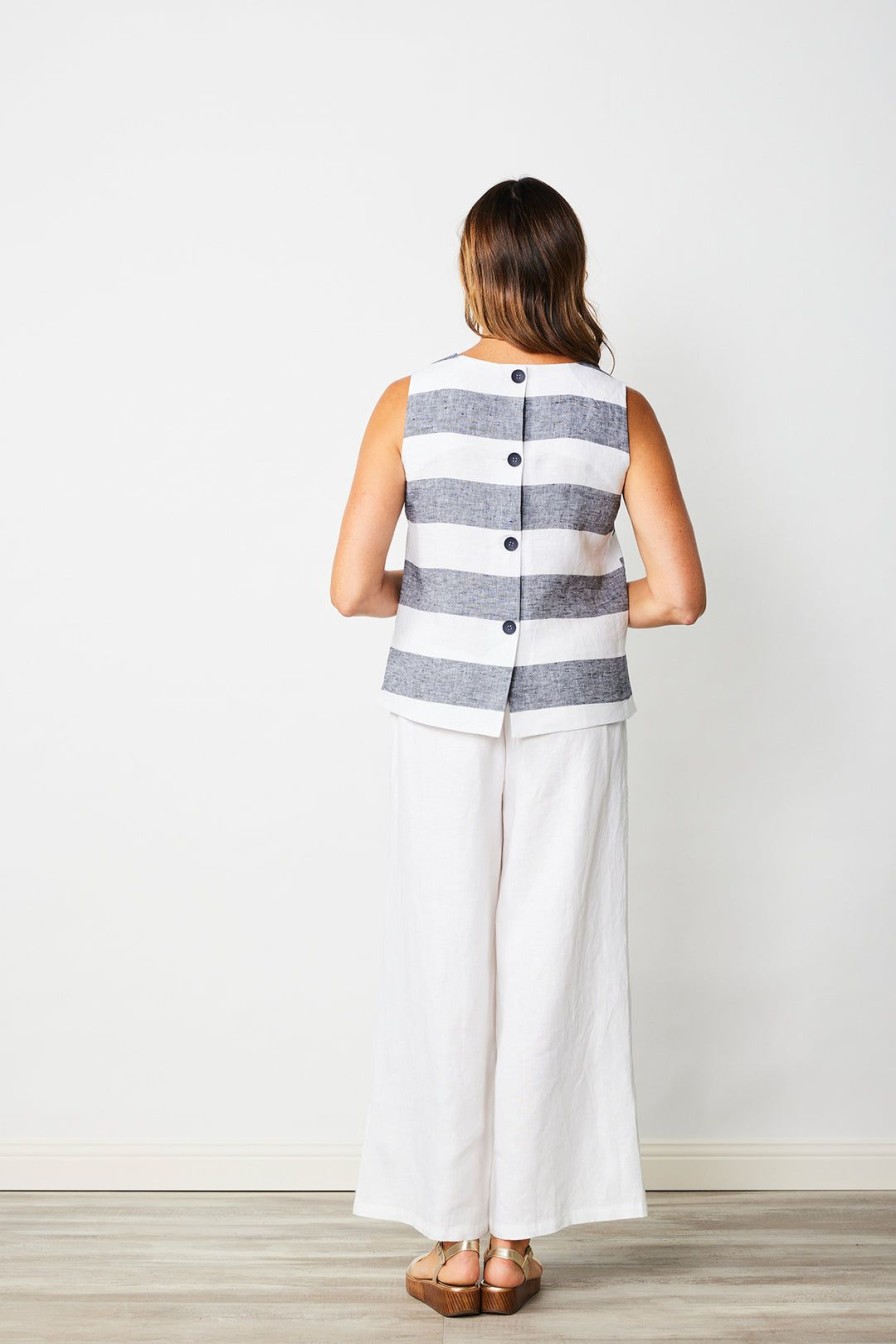 All Clothing See Saw | Stripe Button Back Top | Black & White | Ss43 Black/White