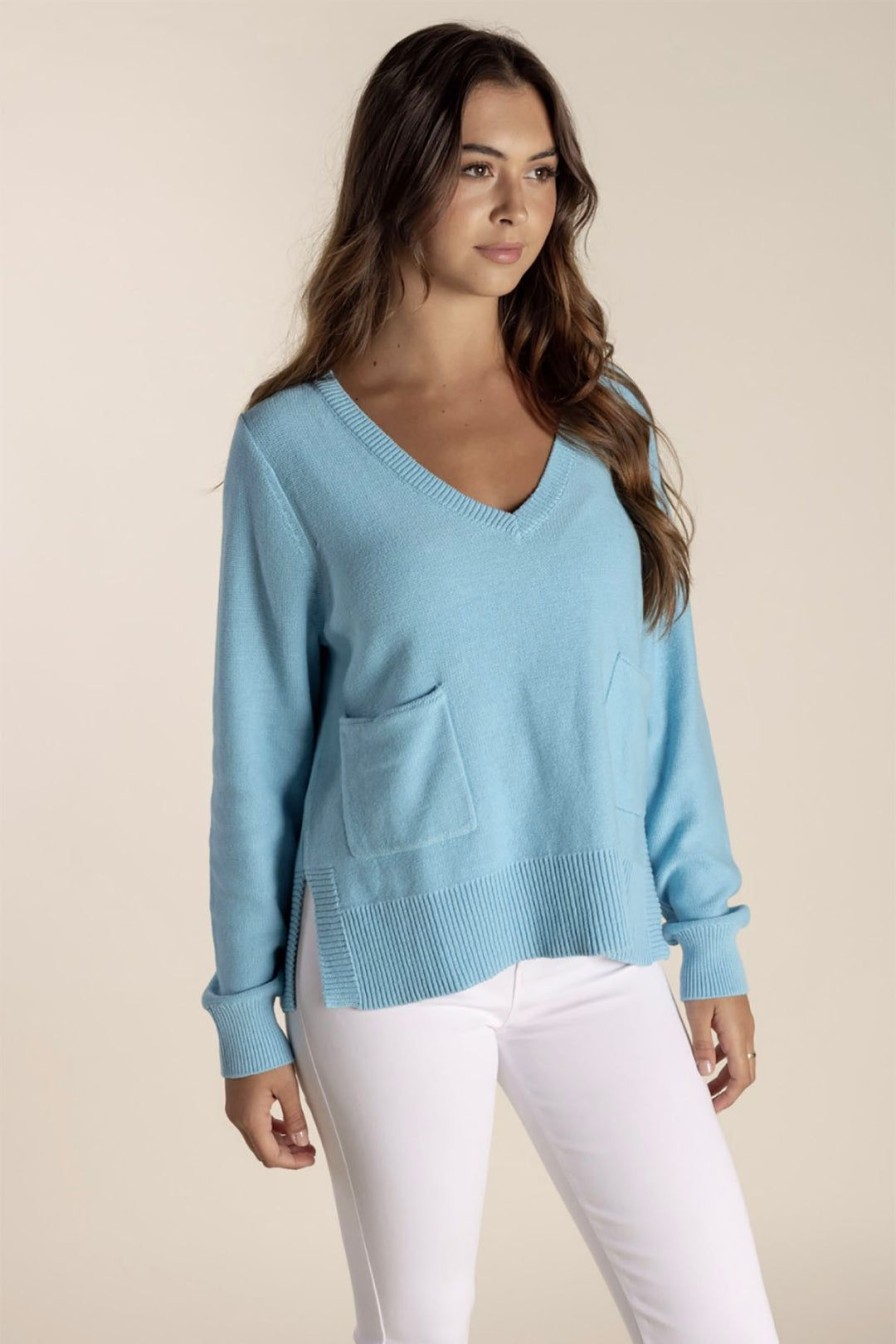 All Clothing Two-T's | Tamilo Pocket Sweater - Turquoise - Tt11 Blue