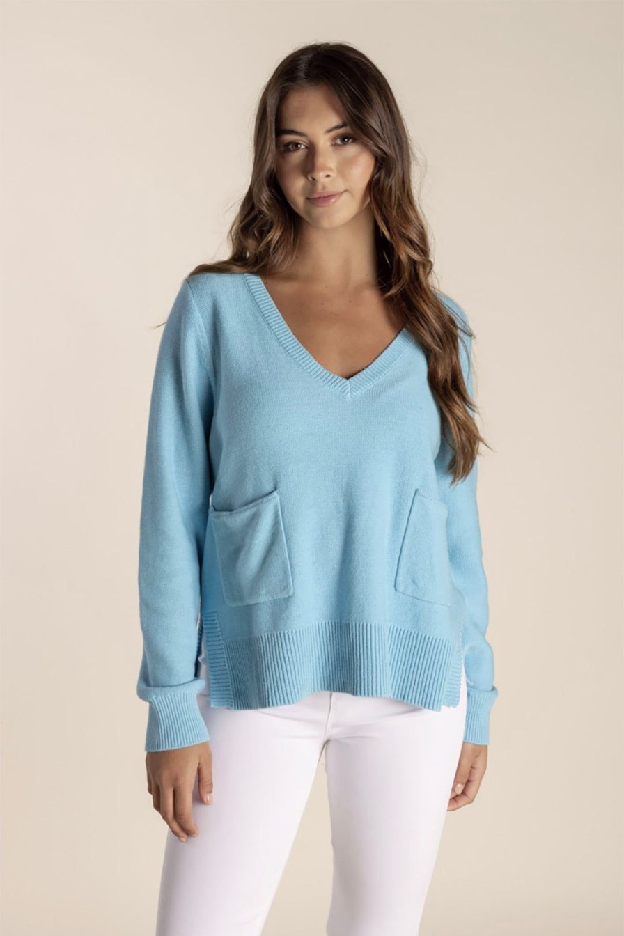 All Clothing Two-T's | Tamilo Pocket Sweater - Turquoise - Tt11 Blue