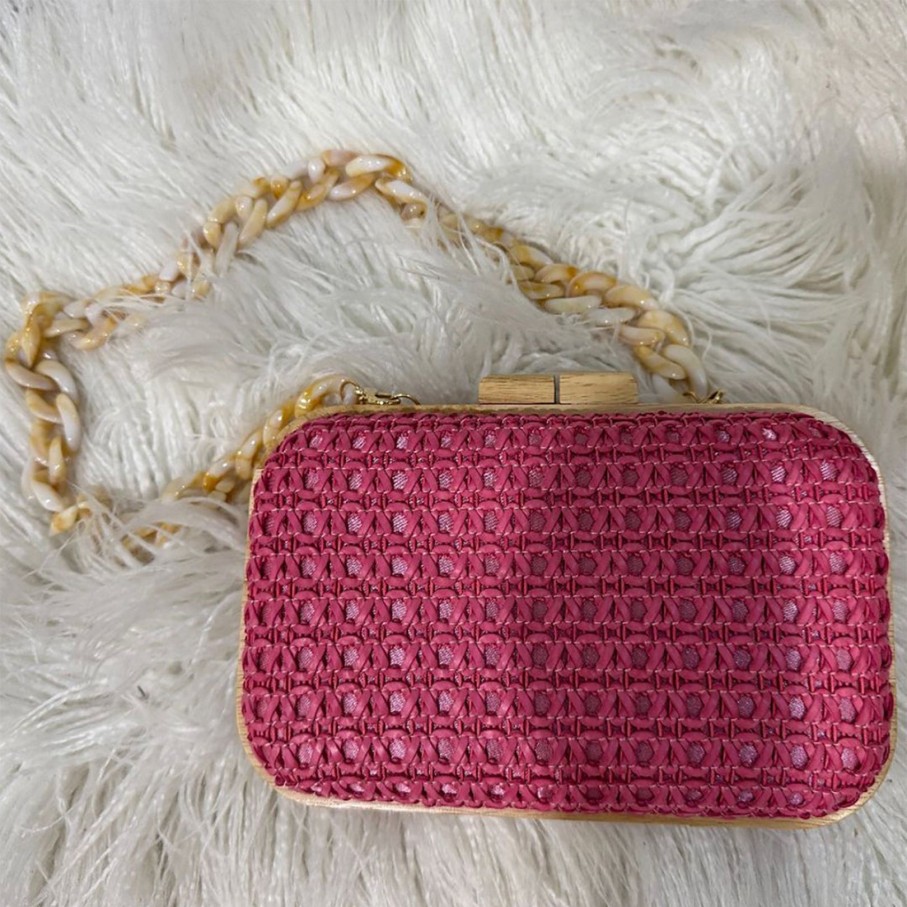 Accessories Spice Up | Timber Frame Clutch Bag | Fuchsia