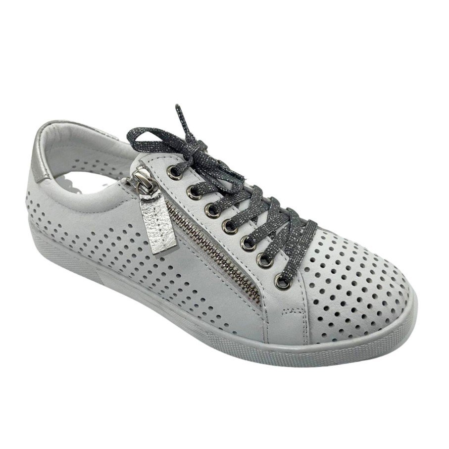 Shoes Rilassare | Temple Sneaker | | Rs31 White & Silver