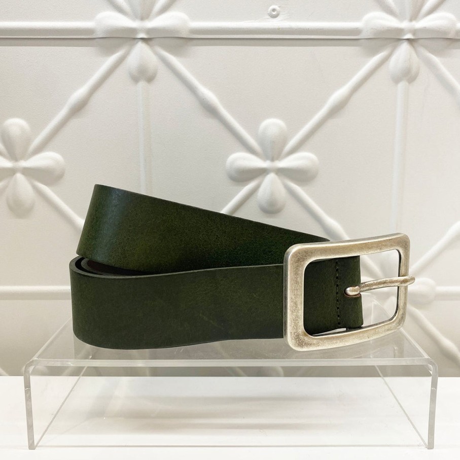 Accessories Vanzetti | Square Buckle Leather Belt | Olive | V1