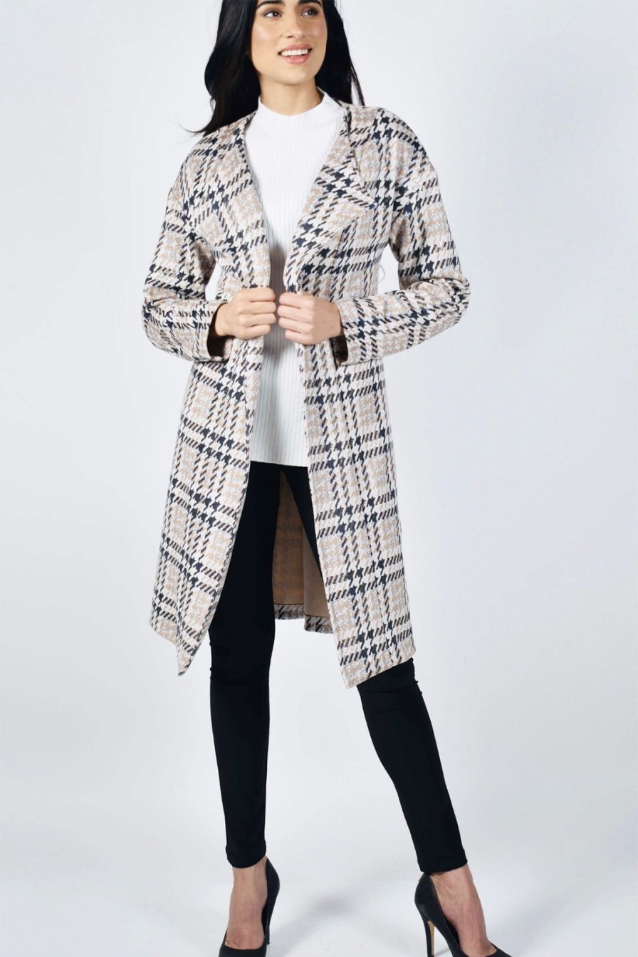 All Clothing Frank Lyman | Houndstooth Coat | Beige | Fl57