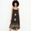 All Clothing Caju | Block Print Scoop Back Dress | Caj34 Black