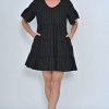 All Clothing New U Collection | Pinstripe Linen Dress | | Nu4 Black