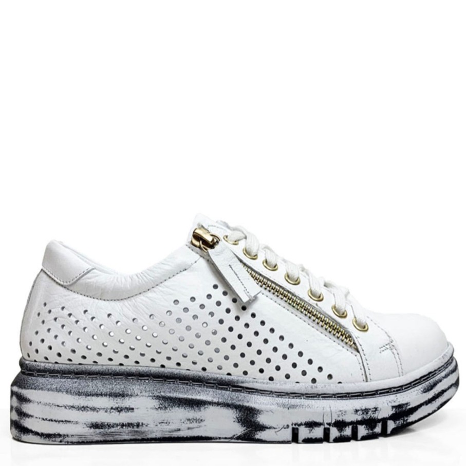 Shoes Rilassare | Timor Sneaker | White & Gold | Rs28