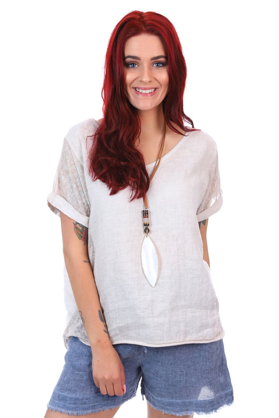 All Clothing So French So Chic | Linen Art Top | Sabbia | Sf1