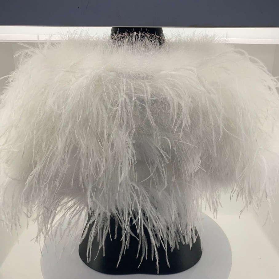 Accessories Pizazz Boutique | Ostrich Feather Shrug | White | Fi2