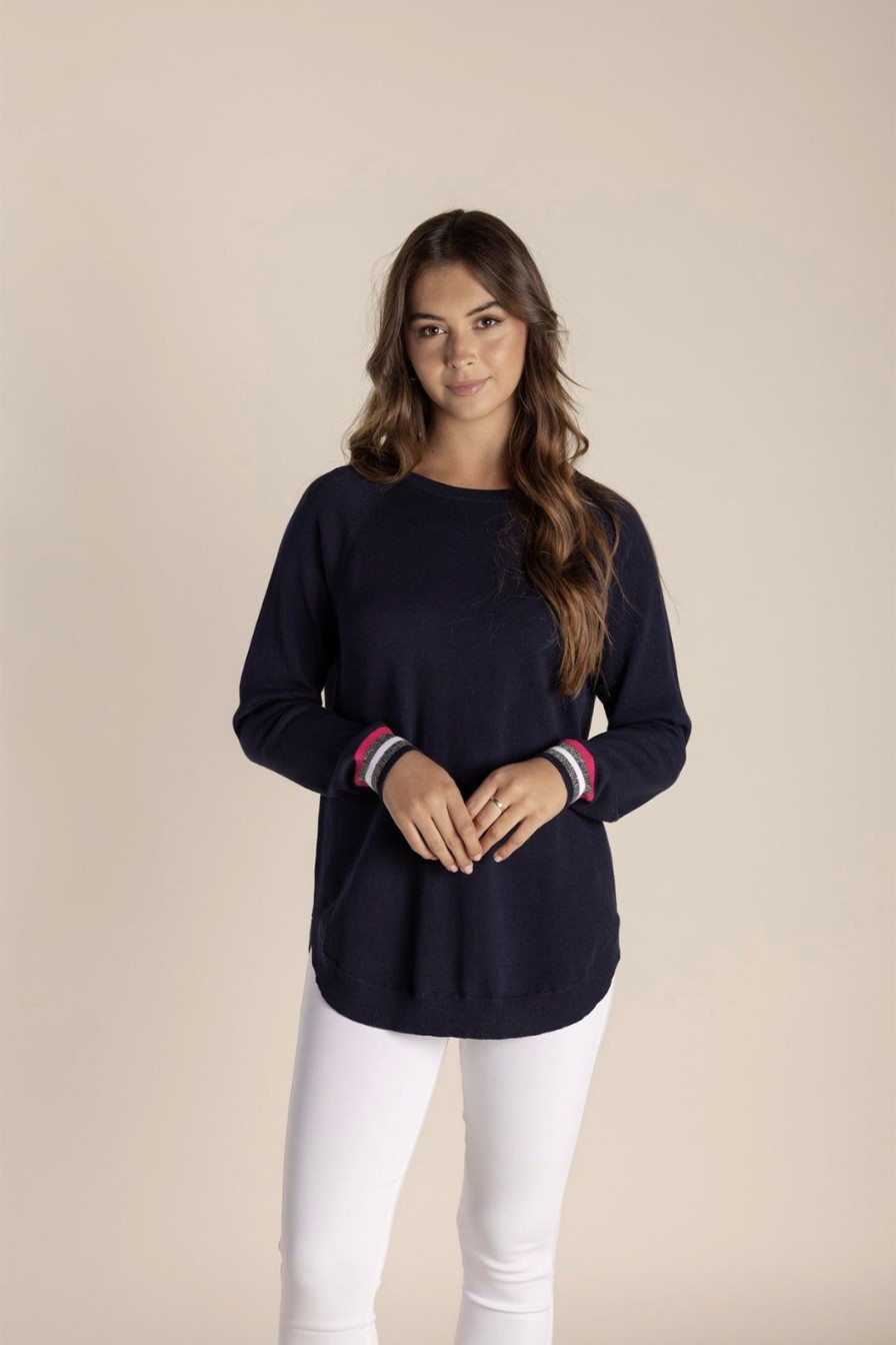 All Clothing Two-T's | Talia Scooped Hem Sweater - Navy - Tt28