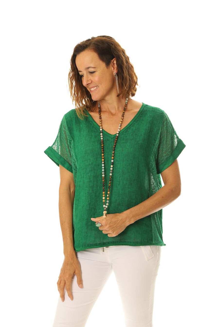 All Clothing So French So Chic | Linen Art Top | Jade | Sf1