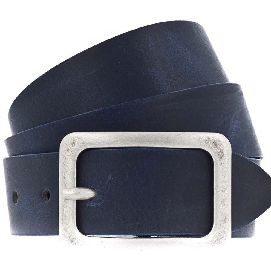 Accessories Vanzetti | Square Buckle Leather Belt | Navy | V1