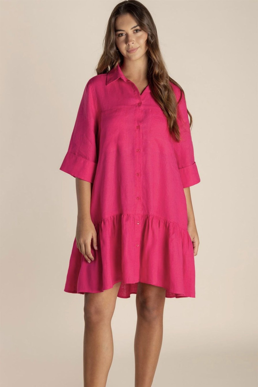 All Clothing Two-T's | Flounce Linen Dress | Raspberry | Tt19