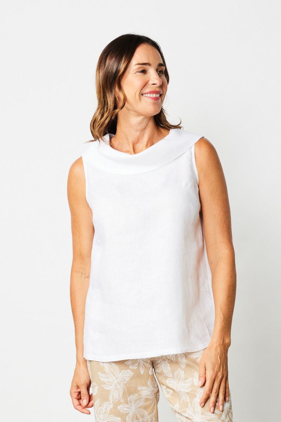 All Clothing See Saw | Button Back Cowl Neck Top | | Ss1 White