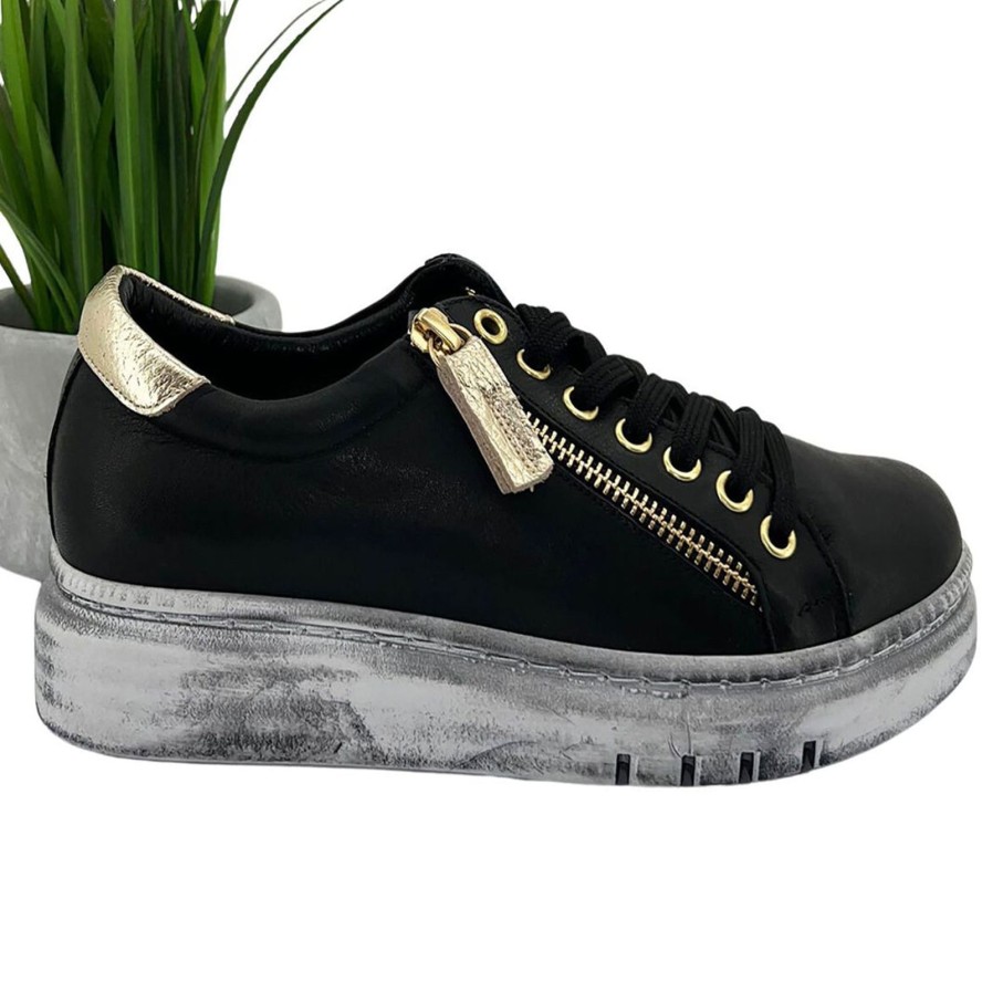 Shoes Rilassare | Tatter Sneaker | Black/Gold | Rs3