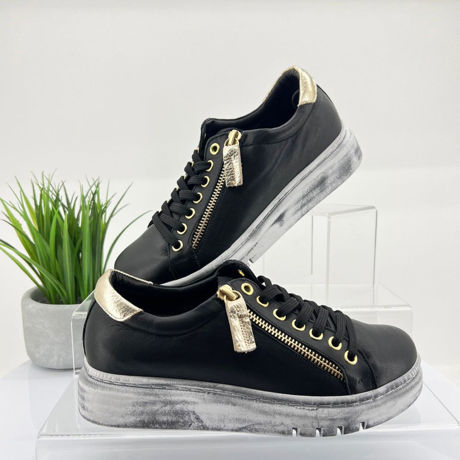 Shoes Rilassare | Tatter Sneaker | Black/Gold | Rs3