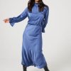 All Clothing Brave & True | Carrington Skirt | Petrol Blue Satin | Bt34